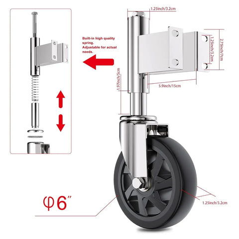 Spring Loaded Gate Caster Wheels 6 Inch Heavy Duty Gate Rollers With Hardware Pack Of 2 600 Lbs Load Capacity Per Caster