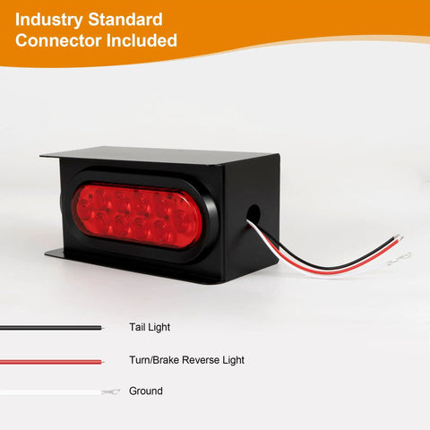 All In One Steel Trailer Light Box Kit with 6 Inch Oval Red 10 LED Tail Lights and Wire Connectors