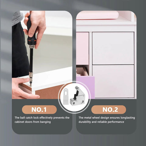 Installation of Stainless Steel Cabinet Roller Catch Latches With Anticollision Beads And Handleless Access