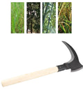 Heavy Duty Weeding Sickle With Wooden Handle, High Manganese Steel Garden Tool, Double Blade Scythe For Lawn Care and Yard Work