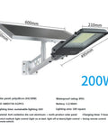 Heavy Duty Solar Security Lights Outdoor With Motion Sensor Floodlight IP65 Waterproof, solar panel and light specifications visible.
