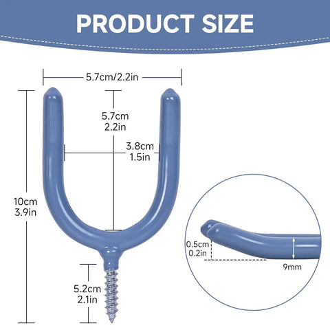 Heavy Duty Steel U Hooks 12 Pack With Anti Slip Coating For Garage Storage And Organization Easy Screw In Wall Mount Hardware Ideal For Bikes Ladders Tools And Garden Gear Durable Workhorse For Home Improvement size specifications