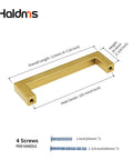 Drop Dead Gorgeous Slick Gold Cabinet Handles With 4 Inch Spacing Brushed Square Pulls For Quick Kitchen And Bath Makeover Thirty Pack - Dimensions with screws