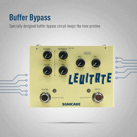 Delay And Reverb 2 In 1 Guitar Pedal With Tap Tempo Trail Decay And Buffer Bypass For Pristine Live Tone Digital Plate Reverb