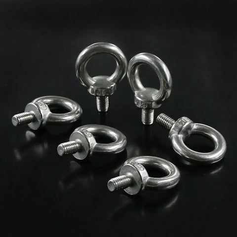 304 Stainless Steel M8 Eye Bolts Beefy Lifting Ring Set With Lock Nuts Washers Flat Washers Heavy Duty for Rigging