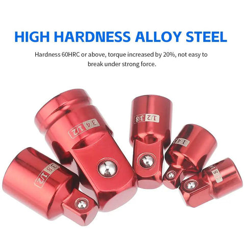 Sick Heavy Duty Impact Socket Adapter Set Crv Steel Converter Kit With 5 Pieces For Automotive Garage Drive Wrench Conversion Tool Red, 5-piece red alloy steel adapters