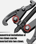 Heavy Duty 3 Jaw Bearing Puller Tool With Reversible Grips For Cars Trucks Rv Motorcycle Universal Inner Gear And Flywheel Extractor close-up showing adjustable claws and tension mechanism.