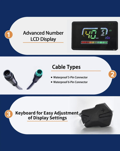 Ebike LCD Display With UART No 2 Protocol Colorful Bike Computer App Connectivity And USB Charging Port Panel Screen Speedometer Odometer 6 Pin Dope Color Display For Everyday Commuters