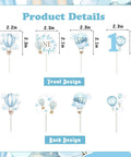 Blue Hot Air Balloon Cupcake Toppers 24 Pack With Four Pattern Set Double Sided Cardstock Fade Resistant Party Essentials