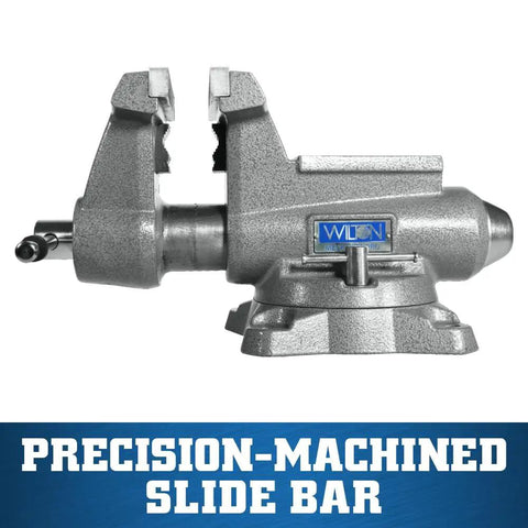Mechanics Pro Bench Vise With Six And A Half Inch Jaw Width And Six Inch Jaw Opening For Precise Grips And Heavy Duty Metalworking precision-machined slide bar