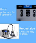 Lead Free 1000W Hot Air Soldering Station With Digital LCD Display buttons and compact size for PCB repairs BGA rework SMD desoldering