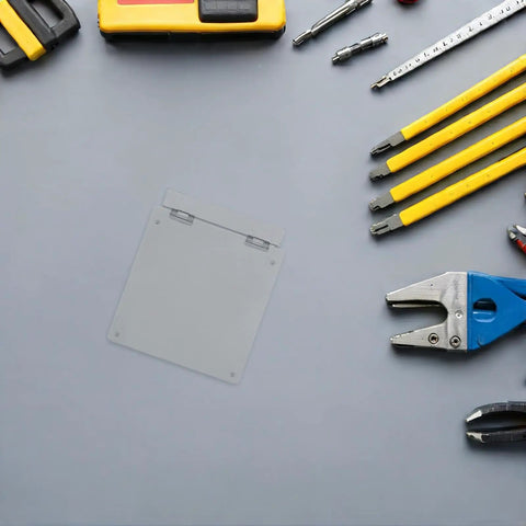 Tools around a clear cover panel, part of Three Pack Air Conditioning Control Wall Covers 86 Type Power Switch Protective Plates.
