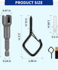 Heavy Duty Two Point Two Inch Metal Screw Hooks With Safety Buckle Latch Weatherproof Black Twenty Pack product size chart