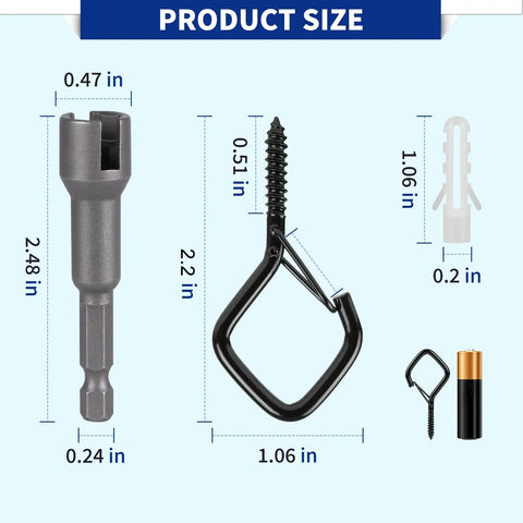 Heavy Duty Two Point Two Inch Metal Screw Hooks With Safety Buckle Latch Weatherproof Black Twenty Pack product size chart
