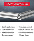 One Inch By One Inch By Twelve Inch Aluminum Extrusion Profile For Linear Motion, 6063 T6, Clear Anodized Finish, 10 Series 8020 Compatible, Three Open T Slots, DIY Friendly for CNC, 3D Printer Rails, Robotics, And Modular Frames, 1x1 aluminum extrusion shown with open T-slots