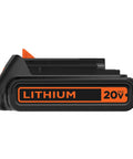 20V Max 15 Ah Lithium Ion Rechargeable Power Tool Battery Built Like A Brick for no sweat DIY fixes, side view showing battery design.