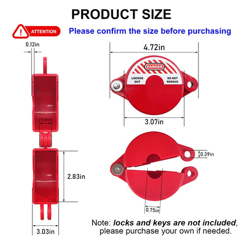 Gate Valve Lockout Kit Two Pack One To Two And A Half Inch Diameter Outdoor Red Locks product size dimensions image