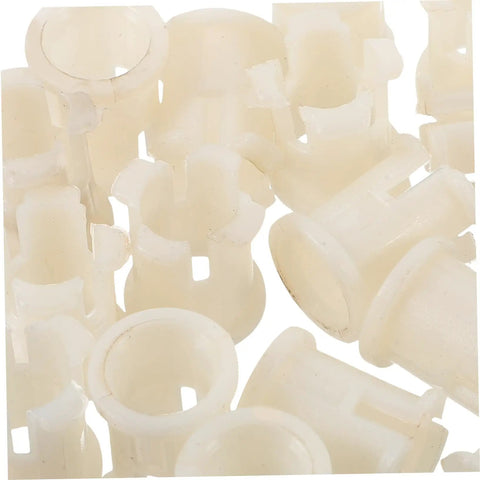Twenty Durable Plastic Caster Socket Sleeves Fit Tight Inside Chair Feet To Crush Those Pesky Wobbles And Keep Your Furniture Rolling Smooth Around The Neighborhood, beige plastic casing.