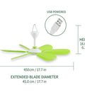 TusaMer Portable Ceiling Fan with Remote, 16.5 Inch USB Hanging Fan with 5 Soft Blades on display, USB powered for convenient use.