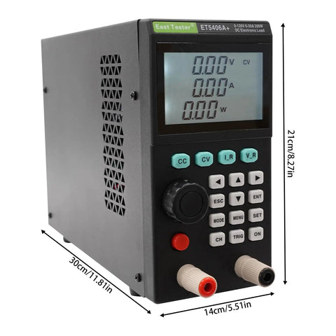 Hardcore Programmable DC Load Tester For Power Labs And DIY Builds, 200W 0-20A 0-120V Battery Tester With All Round 4 Core Modes And 5 Advanced Tests, Delivers Ultra Fine 1mV and 1mA Readings For Precise Power Supply Checks, black bench unit, 21cm tall