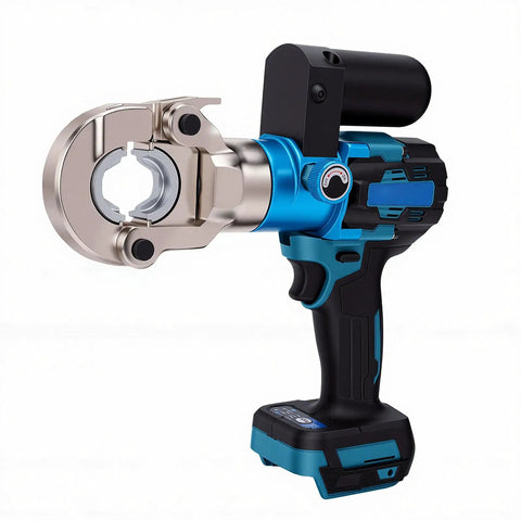 Heavy-Duty Cordless Hydraulic Crimping Tool For Copper And Aluminum Cable Lugs 90 Kn Electric Crimper showing crimping head and handle.