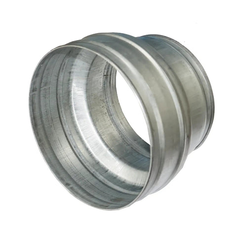 Six To Five Inch Round Duct Reducer For HVAC Ductwork, Galvanized Steel Pipe Fitting in close-up view