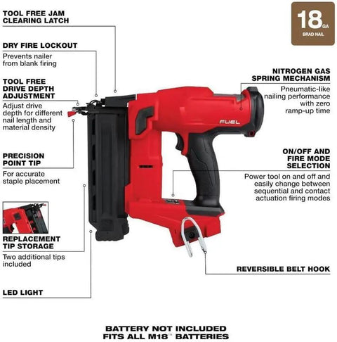 18 Gauge Cordless Brad Nailer Offering Kickass Trigger Response With Sequential Or Contact Actuation For Perfect Trim Applications Featuring Tool Free Depth Adjustments Dry Fire Lockout And A Badass Compact Build Anyone Can Trust