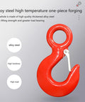 Red alloy steel hook showcasing beefed up heavy duty self retracting lifeline fall protection for working at height.