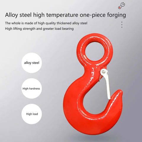 Red alloy steel hook showcasing beefed up heavy duty self retracting lifeline fall protection for working at height.