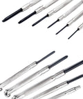 Close-up of 11-Piece Mini Precision Screwdriver Set With Magnetic Tips showing various Phillips and flathead sizes for electronics.