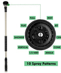RESTMO 36-inch metal watering wand with 180-degree swivel head and 10 spray patterns
