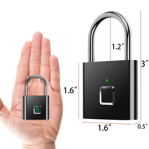 One Touch Fingerprint Lock With USB Charging For Gym Lockers, Sports Gear, shown in hand for size comparison, biometric access