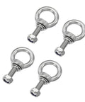 Rugged 304 Stainless Steel Eye Bolt M8x40mm With Lock Nuts And Spring Washers For Lifting, Hanging, And Tie Down Heavy Loads On Trailers, Trucks, And Outdoor Gear. Four eye bolts shown
