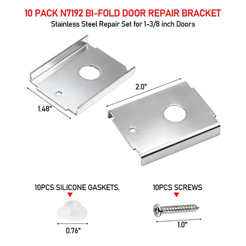 10 Pack N7192 Bi Fold Door Repair Bracket Stainless Steel Repair Set For 1 3 8 Inch Doors Fixes Folding Doors Pocket Doors Accordion Doors Barn Doors Solutions
