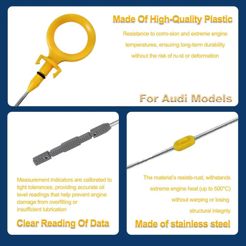 Plug And Play Engine Oil Dipstick For Audi A4 2.0L L4 Quattro 2005 2008 2009 Cabriolet Replacement Measuring Rod 06D115611A 06D115611B