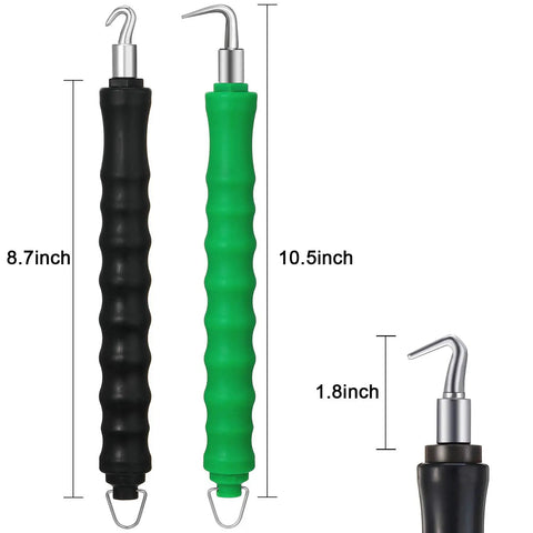 Two Piece Automatic Rebar Tie Wire Twister Tool Set With Curved And Straight Hooks, 8.7-inch and 10.5-inch handles, pro grade steel