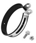 Sturdy Stainless Steel Motorcycle Exhaust Clip Brackets With Rubber Cushions and mounting screws, 4 inch inner diameter