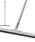 Heavy Duty 55 Inch Floor Squeegee With Wide 22 Inch Silicone Blade And Sturdy Steel Handle, close-up on handle and blade.