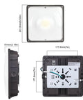 40W LED Canopy Lights 5600LM 5000K Daylight Outdoor IP65 UL Listed showing dimensions and backside wiring for easy installation
