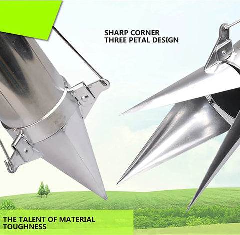 Close-up of sharp corner three petal design on Semi Automatic Garden Seeder And Transplanter One Hand Seed Spreader.