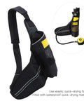 Heavy Duty Diving Oxygen Cylinder Bag With Quick Dry Fabric Reflective Strips For Night Safety Waterproof Tank Carrier Case Scuba Shoulder Bag For 1L Tank Beefy Yet Lightweight Durable Gear For Easy Transport And Quick Dry Storage showing black bag design with mesh and reflective strips.