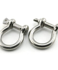 Hardcore 304 Stainless Steel Bow Shackle With Tight Screw Pin And M10 Beefy Rigging Hardware For Paracord Bracelets, two stainless shackles.