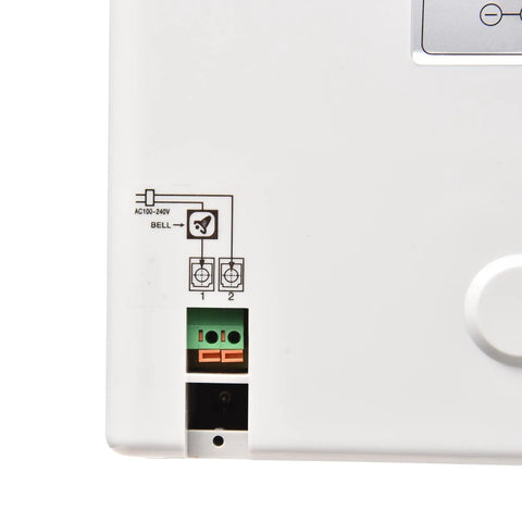 Back view of No Sweat Attendance Punch Time Clock With Crisp Lcd Display, showing connection ports and setup details.