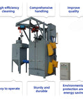 Hook Type Shot Blasting Machine For Hardware Components Finishing Wrench Bodies Hammer Heads And Plier Frames In Industrial Manufacturing Plants Heavy Duty Surface Cleaning Precise Efficient Abrasive Blasting, gray steel cabinet with control panel