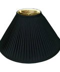Empire Style Lamp Shade With Side Pleats In Black And Gold, 5 Inch Top Diameter, 14 Inch Bottom, 9.5 Inch Height, Silk Shantung Fabric With Off White Lining
