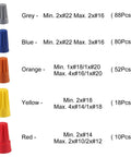 248 Piece Pro Grade Wire Connectors Set With Insulating Twist Caps And Spring For Grab And Go Quick Electrical Connections Color Coded Five Sizes In Grey Blue Orange Yellow Red