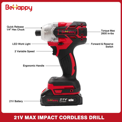 Cordless Drill Kit 21V Brushless One Half Inch Power Tool Set With One Quarter Inch Impact Driver Includes Two Batteries And Charger For DIY Projects And Quick Home Improvements For Everyday Home Renovations And Easy Quick Setup For Any Project