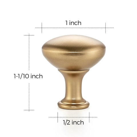 Champagne Bronze Mini Round Cabinet Knobs Set, 1 Inch Diameter, side view with dimensions, for kitchen cabinets and dressers.