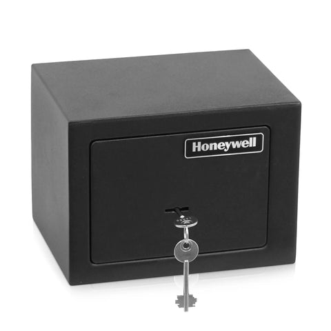 Bolt Down Small Safe Box For Valuables With Steel Security And Key Lock Durable Cabinet Scratch Resistant Finish Black