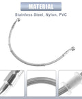15.75 Inch Stainless Steel Braided Hydraulic Motorcycle Brake Line For ATV Motocross And Sport Bikes Beefed Up 10mm Inner Diameter 40cm Length Two 28 Degree Banjo Ends Silver Tone with stainless steel construction.